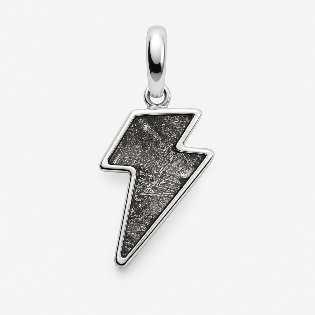 Lightning-Pattern Black Meteorite Pendant