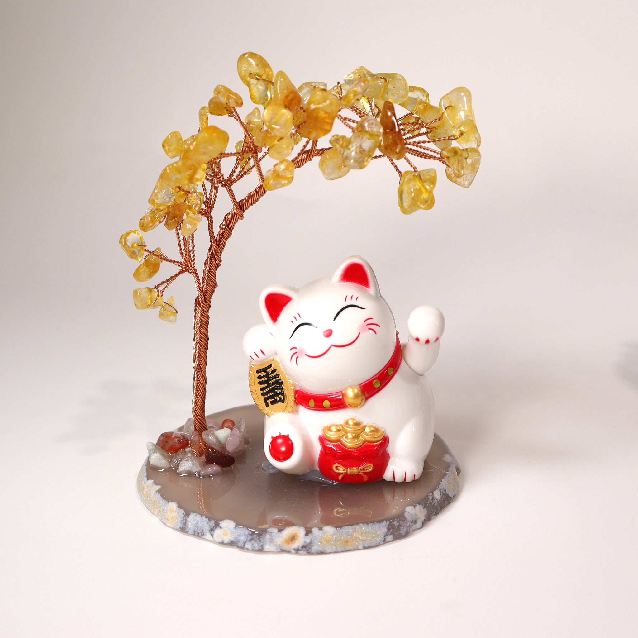 黃水晶招財樹(太陽能招財貓款) – CRYSTALE 天然水晶專門店