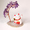 Amethyst Money Tree (Solar-Powered Lucky Cat Design) - approximately 5 * 8cm 