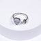 Heart Shaped Gibeon Meteorite +Moldavite Ring - Silver